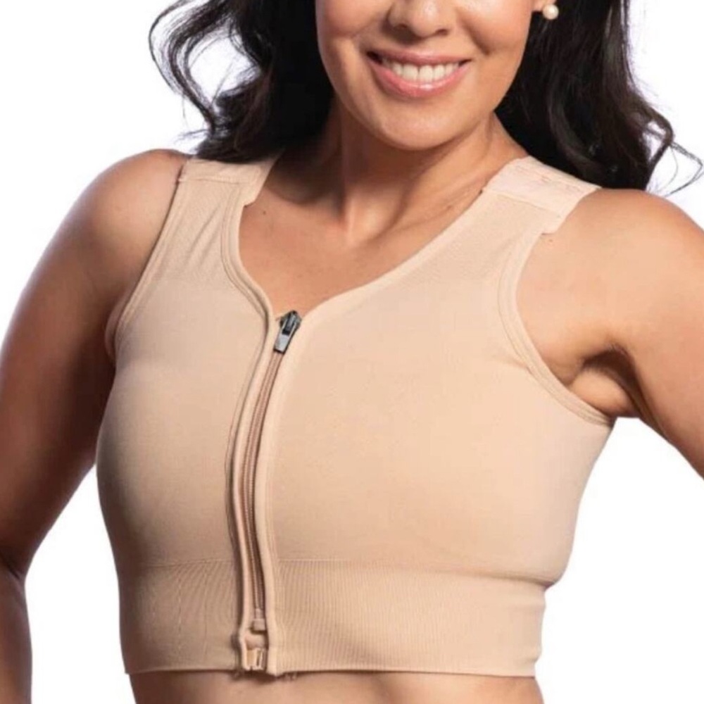 Front-Zip Comfort Post-Surgical Bra in Nude